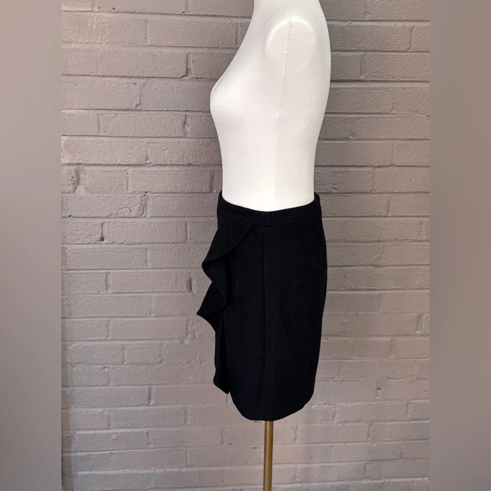 J.Crew black side ruffle wool mini skirt 2